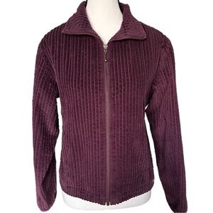 Woolrich Wineberry Ribbed Fleece Full Zip Jacket - Women's Small